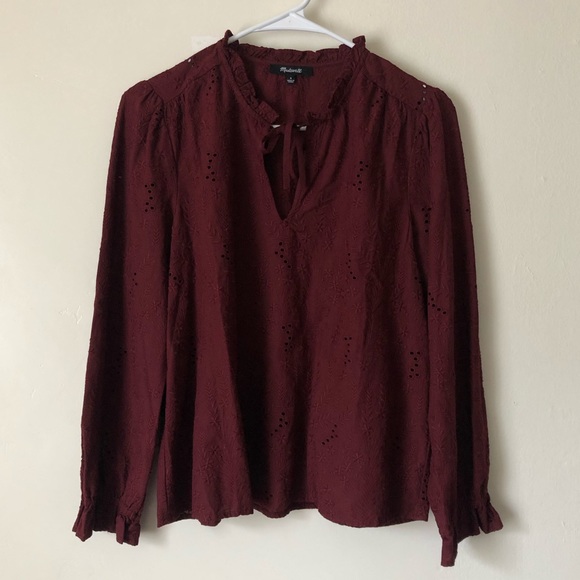 Madewell Floral Embroidered Eyelet Long Sleeve Top - Picture 4 of 9